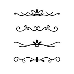 Decorative simple divider. Text dividers retro minimal line separators,  Vector isolated geometric wedding card heart separator elements set. Text dividers. . Hand drawn vector illustration. 
