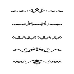 Obraz premium Decorative simple divider. Text dividers retro minimal line separators, Vector isolated geometric wedding card heart separator elements set. Text dividers. . Hand drawn vector illustration. 