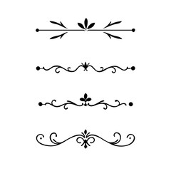 Decorative simple divider. Text dividers retro minimal line separators,  Vector isolated geometric wedding card heart separator elements set. Text dividers. . Hand drawn vector illustration. 

