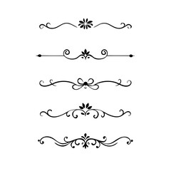 Decorative simple divider. Text dividers retro minimal line separators,  Vector isolated geometric wedding card heart separator elements set. Text dividers. . Hand drawn vector illustration. 
