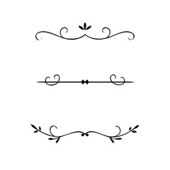 Set of Vintage decorative lines. text dividers. Line border. Lines separators, Borders, Vintage dividers, Underline elements. Divider set vector. Vector illustration.Line dividers.	