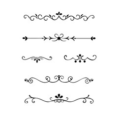 Obraz premium Set of Vintage decorative lines. text dividers. Line border. Lines separators, Borders, Vintage dividers, Underline elements. Divider set vector. Vector illustration.Line dividers. 