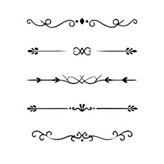 Obraz premium Set of Vintage decorative lines. text dividers. Line border. Lines separators, Borders, Vintage dividers, Underline elements. Divider set vector. Vector illustration.Line dividers. 