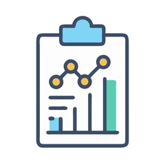 Business report clipboard showing financial growth in flat design
