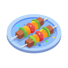  Grilled Kebab Skewers with Meat and Vegetables