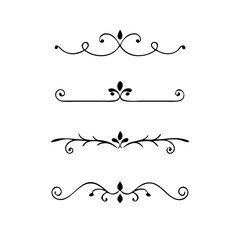 Set of Vintage decorative lines. text dividers. Line border. Lines separators, Borders, Vintage dividers, Underline elements. Divider set vector. Vector illustration.Line dividers.	