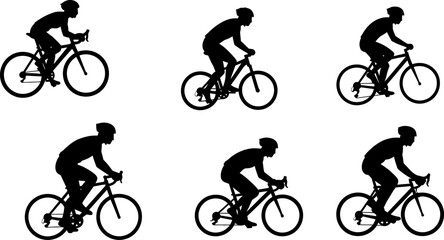 Obraz premium Silhouette of cyclists riding bikes for fitness and recreation vector illustration design for graphic vector