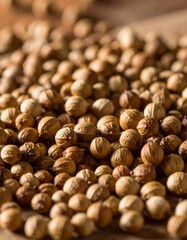 Image of coriander seeds, highlighting their unique texture and subtle variations in color