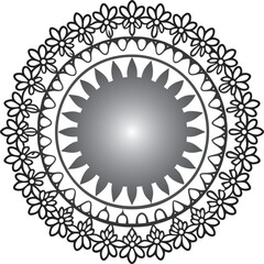 Elegant Circular Floral Mandala Frame with Gradient Center