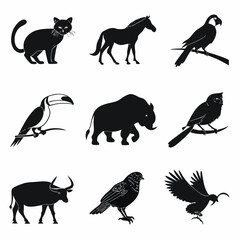 Fototapeta premium Silhouettes Collection in Minimalist Black Icons Set.