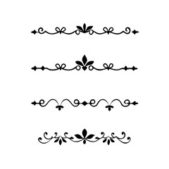 Obraz premium Set of Vintage decorative lines. text dividers. Line border. Lines separators, Borders, Vintage dividers, Underline elements. Divider set vector. Vector illustration.Line dividers. 