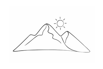 Majestic mountain peaks under a radiant sun landscape