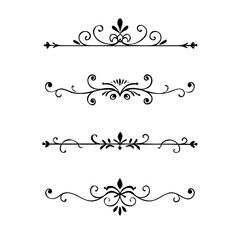 Obraz premium Set of Vintage decorative lines. text dividers. Line border. Lines separators, Borders, Vintage dividers, Underline elements. Divider set vector. Vector illustration.Line dividers. 