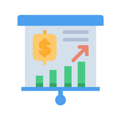 Presentation board showing financial growth and business success metrics