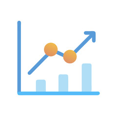 Simple flat financial graph shows upward trend on White