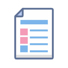 Isolated flat vector illustration of a document with content