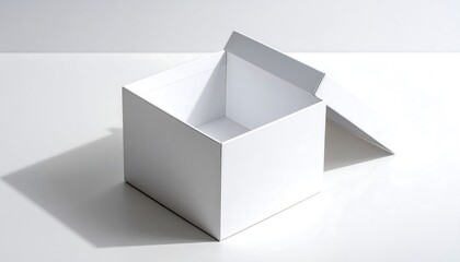 Opening White Box on White Surface with Soft Shadow