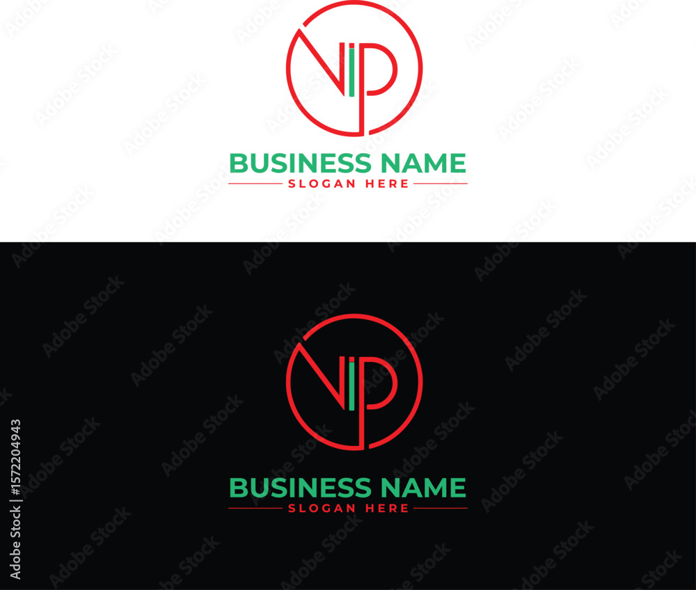 Fototapete nip and vip business logo design in red circle