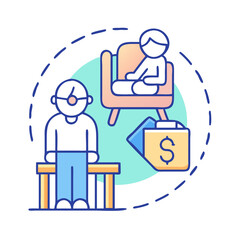 Financial therapy icon showing counseling and monetary support