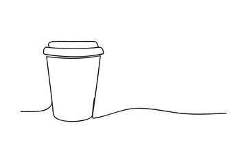 Minimalist coffee cup with flowing line takeaway cup