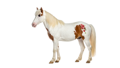 Painted horse side view isolated on transparent background