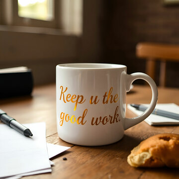Generated image A minimalistic image of a cup of green tea with 'Thankful Thursday Vibes' written