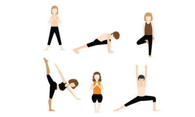 Yoga Poses Silhouette Pattern Fitness and Meditation Vector Background