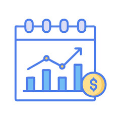 Business calendar with growing financial chart and dollar coin