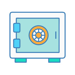 Stylized illustration of a secure safe with a dial