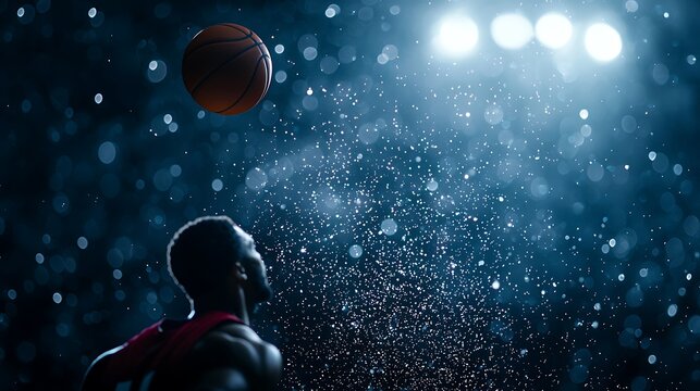 Basketball Player Under Dramatic Spotlight and Bokeh