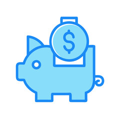 Piggy bank with dollar coin illustration on White Background
