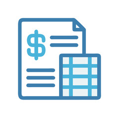 Financial report with dollar sign and data table