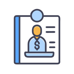 Illustration of a financial advisor identification badge icon