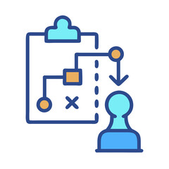 Strategic planning process illustrated with flowchart and pawn symbol
