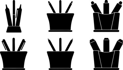 pen holder silhouette vector art design (1).eps