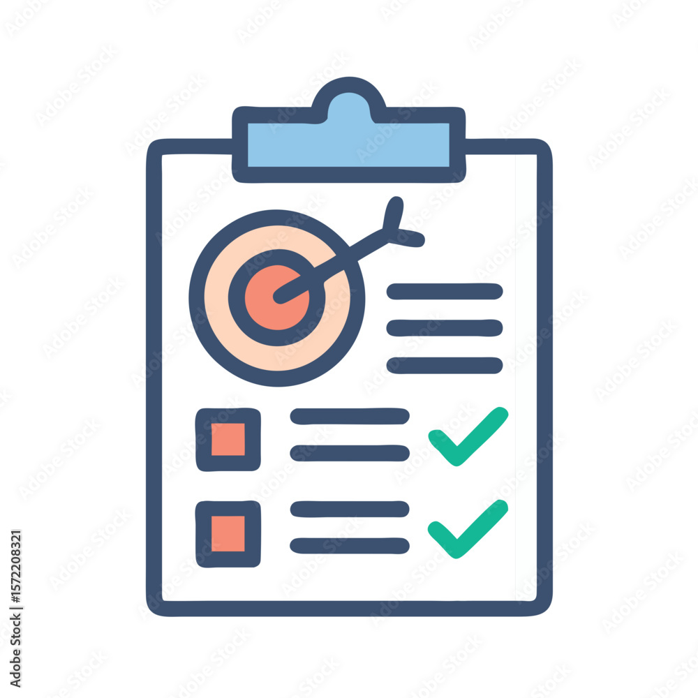 Poster task checklist with target and completed items flat design