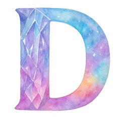 Glowing Pastel Letter D with Crystal Texture,clipart, cut out, no background,PNG die-cut for advertising