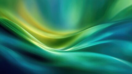 Fototapeta premium Vibrant, flowing fabric captures varying shades of green and blue, creating a smooth visual harmony. The soft curves suggest gentle movement, inviting exploration of the color gradient.