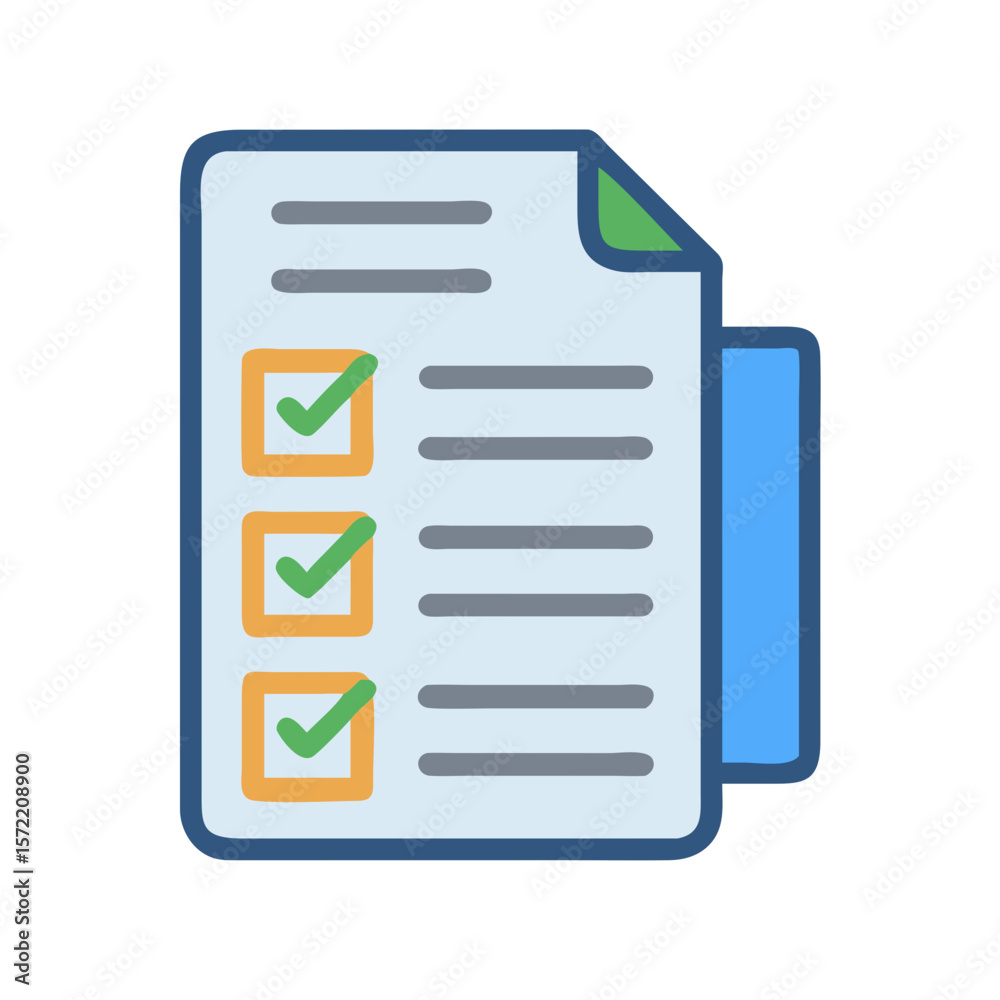 Poster checklist icon illustrating task completion with boxes and checkmarks