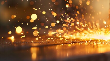 Welding Sparks, Fiery Abstract Bokeh Background