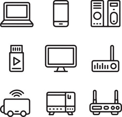 Wifi Router & Monitor Clipart Set

