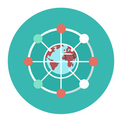 World Globe Connection Vector Icon Teal Red