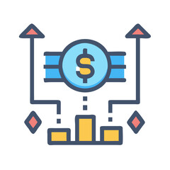 Financial growth chart depicting investment profit increase icon illustration