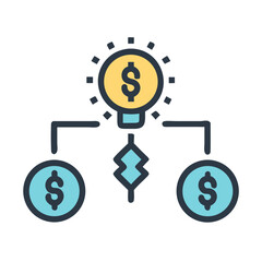 Idea lightbulb financial network concept with dollar currency symbols