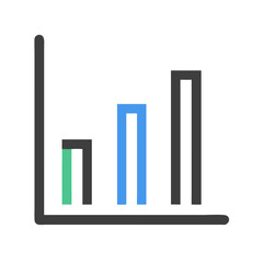 Colorful bar chart with axis on a White Background