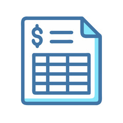 Stylized financial report sheet with dollar sign and grid