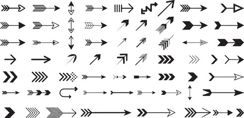 Hand Drawn Painted Arrows Set – Sketchy Arrow Vector on Transparent Background