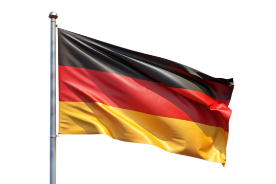 German Flag Waving on Transparent Background