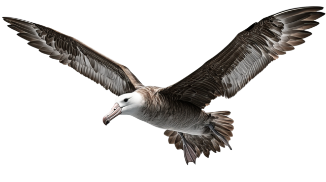 Majestic albatross in flight with white plumage – transparent PNG background, high detail wildlife bird isolated for cutout ready design