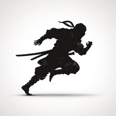 Silhouetted ninja in motion